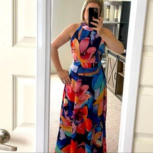 Women’s Halter Dress with Bright Floral pattern